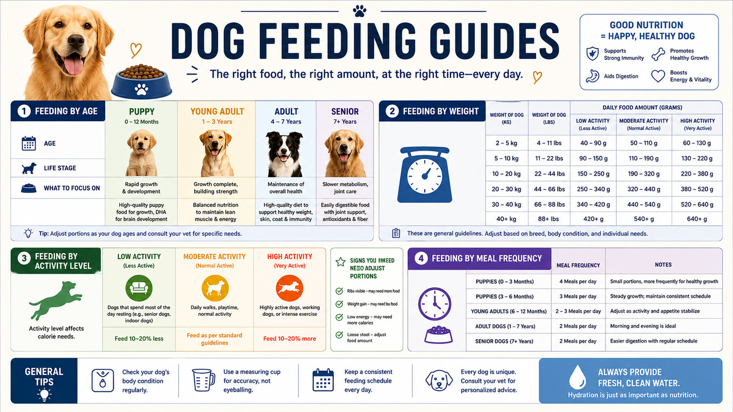 Dog Feeding Guides – Feeding by Age Weight Activity Meal Frequency.